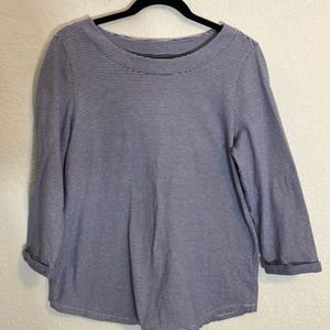Talbots women’s medium blue and white stripe knit top Coastal Casual Cotton